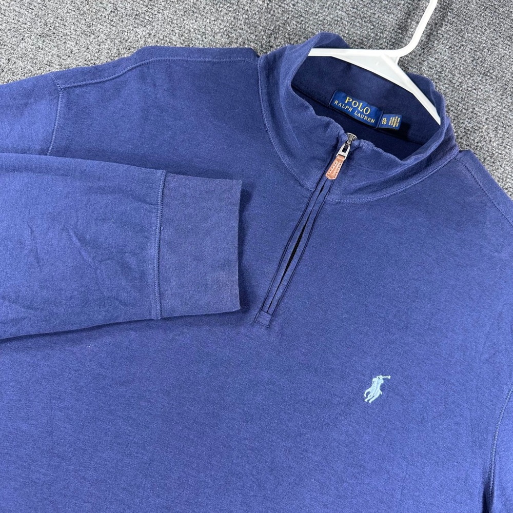 Polo Ralph Lauren Quarter Zip Mens XL Extra Large Navy Blue Pony Logo Pullover